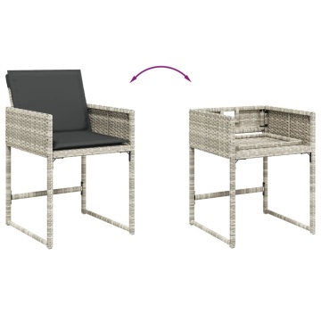 Set mobilier grădină cu perne, 9 piese, gri deschis, poliratan - Img 7