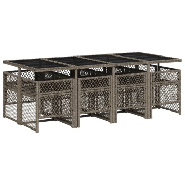 Set mobilier grădină cu perne, 9 piese, gri, poliratan - Img 8
