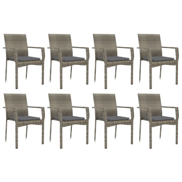 Set mobilier grădină cu perne, 9 piese, gri, poliratan - Img 4