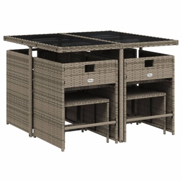Set mobilier grădină cu perne, 9 piese, gri, poliratan - Img 3