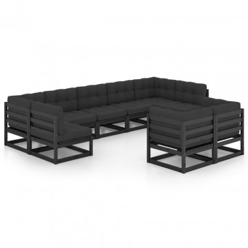 Set mobilier grădină cu perne, 9 piese, lemn masiv de pin - Img 2