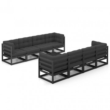 Set mobilier grădină cu perne, 9 piese, lemn masiv pin - Img 2