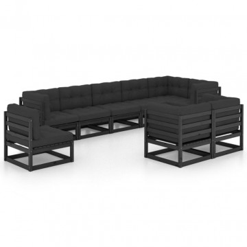 Set mobilier grădină cu perne, 9 piese, lemn masiv pin - Img 2
