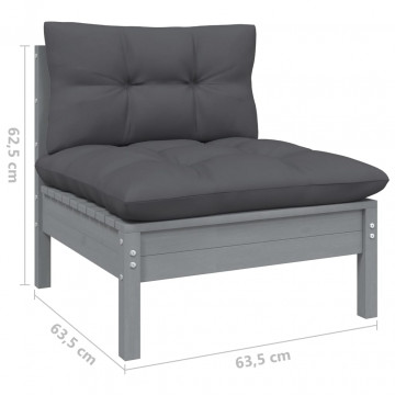Set mobilier grădină cu perne antracit, 6 piese, lemn masiv pin - Img 6