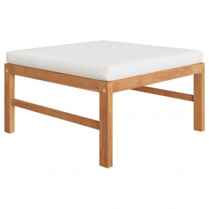 Set mobilier grădină cu perne crem, 3 piese, lemn de tec - Img 4