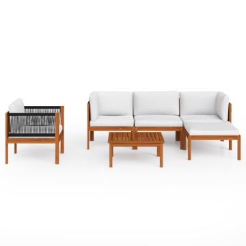 Set mobilier grădină cu perne, crem, 6 piese, lemn masiv acacia - Img 3