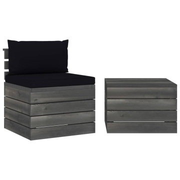 Set mobilier grădină din paleți, 2 piese, cu perne, lemn de pin - Img 2