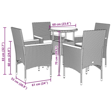 Set mobilier grădină perne 5 piese negru poliratan/lemn acacia - Img 6