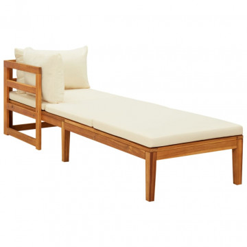 Set mobilier grădină perne alb/crem, 3 piese, lemn masiv acacia - Img 5