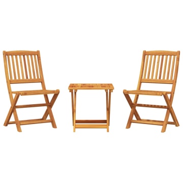 Set mobilier grădină pliabil, 3 piese, lemn masiv acacia - Img 2