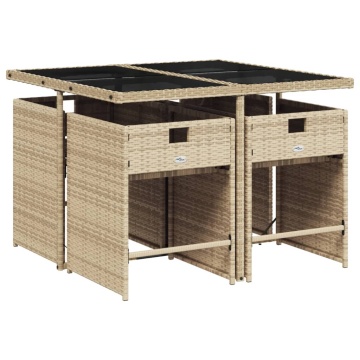 Set mobilier pentru grădină, 5 piese, cu perne, bej, poliratan - Img 3