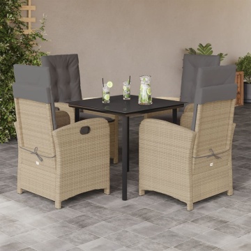 Set mobilier pentru grădină, 5 piese, cu perne, bej, poliratan - Img 1