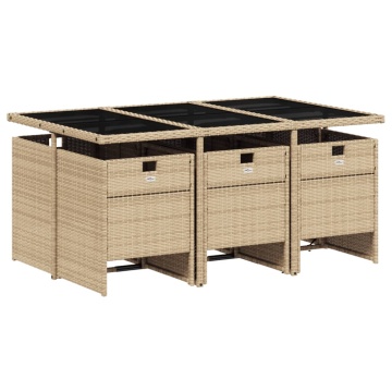 Set mobilier pentru grădină, 7 piese, cu perne, bej, poliratan - Img 3
