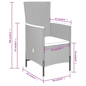 Set mobilier pentru grădină, cu perne, 3 piese, gri - Img 7