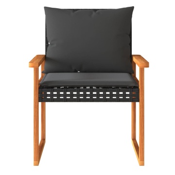 Set mobilier relaxare grădină 4 piese cu perne poliratan negru - Img 6