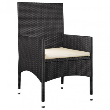 Set mobilier relaxare grădină 4 piese cu perne poliratan negru - Img 7