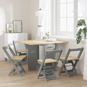 Set mobilier tip fluture Corona, pliabil 5 piese gri lemn pin - Img 3