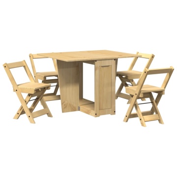 Set mobilier tip fluture Corona, pliabil 5 piese maro lemn pin - Img 2