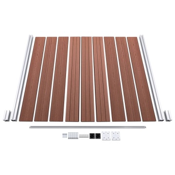 Set panouri gard, 2 pătrate + 1 oblic, maro, 446x186 cm, WPC - Img 5