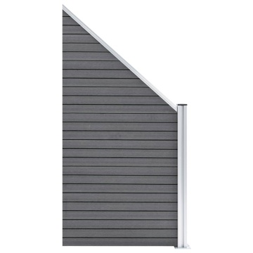 Set panouri gard, 4 pătrate + 1 oblic, gri, 792 x 186 cm, WPC - Img 5