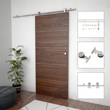 Set piese pentru ușă glisantă, argintiu, 183 cm oțel inoxidabil - Img 1