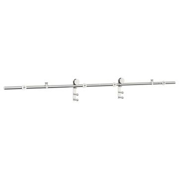 Set piese pentru ușă glisantă, argintiu, 200 cm oțel inoxidabil - Img 6