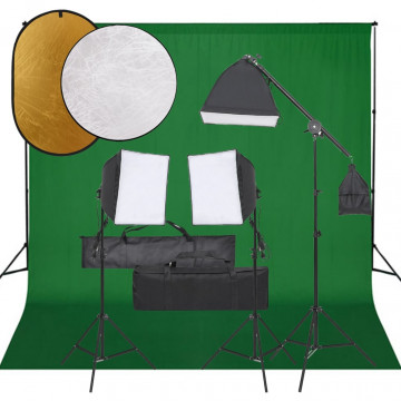 Set studio foto cu lampă, fundal și reflector - Img 1
