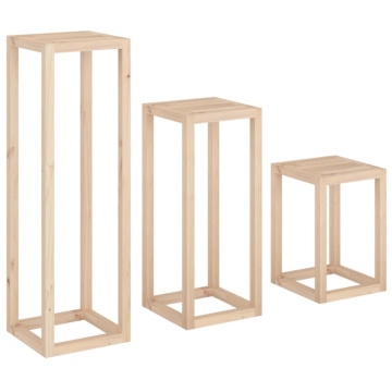 Set suport de plante, 3 piese, lemn masiv de pin - Img 8
