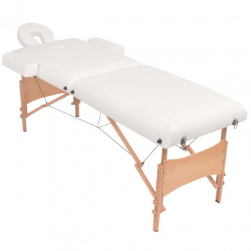 Set taburet și masă masaj pliabilă 2 zone, grosime 10 cm, alb - Img 2