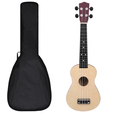 Set ukulele Soprano pentru copii, cu husă, natural, 23 - Img 1