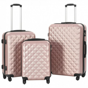 Set valiză carcasă rigidă, 3 buc., roz auriu, ABS - Img 1