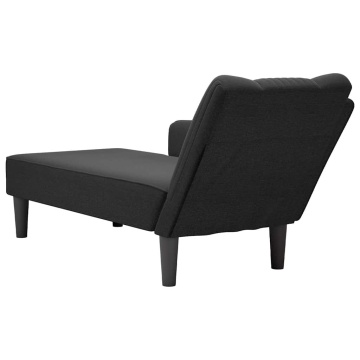 Sezlong cu cotieră dreaptă din material negru - Img 5