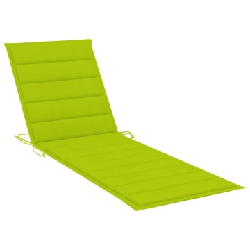 Șezlong cu pernă verde aprins, lemn de pin tratat - Img 4