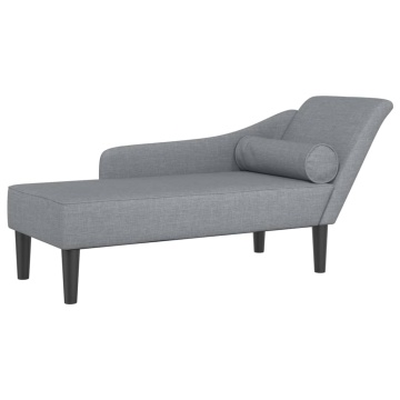 Șezlong cu perne, gri deschis, material textil - Img 2