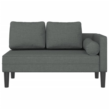 Șezlong cu perne, gri închis, material textil - Img 3