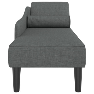 Șezlong cu perne, gri închis, material textil - Img 4