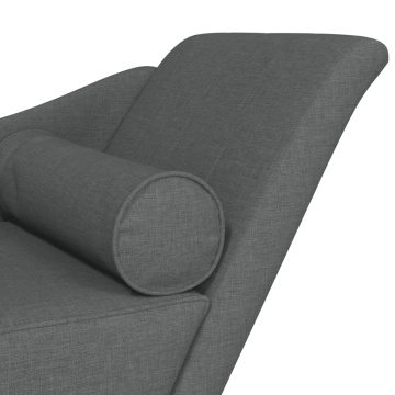 Șezlong cu perne, gri închis, material textil - Img 5