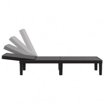 Șezlong, negru, 159x57x83,5 cm, polipropilenă - Img 6