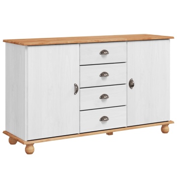 Sideboard 'ASKIM'Alb 133.5x40x79 cm Lemn Solid de Pin - Img 2