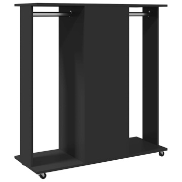 Șifonier cu roți, negru, 102x38x110 cm, lemn prelucrat - Img 5