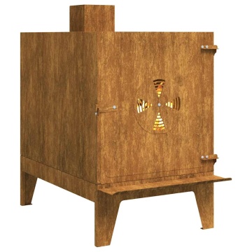 Sobă de camping 35x50x60 cm Oțel Corten - Img 1