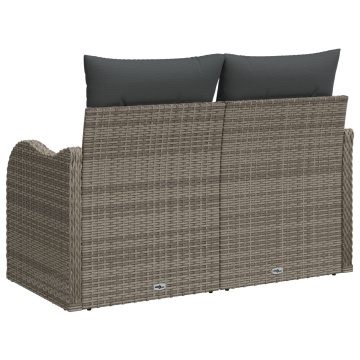 Sofa de grădină cu două locuri cu depozitare și perne, gri din rattan sintetic - Img 3