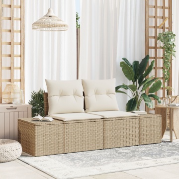 Sofa pentru grădină cu 2 locuri și perne Bej din ratan sintetic - Img 1