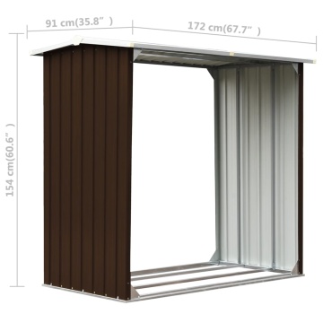 Șopron depozitare lemne, maro, 172x91x154 cm, oțel galvanizat - Img 5
