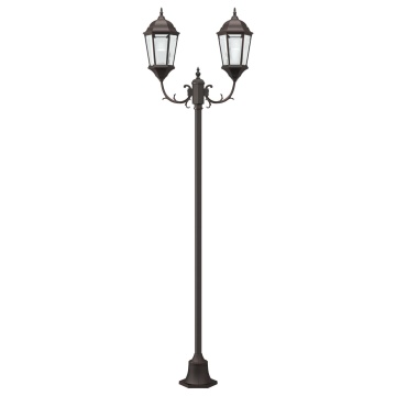 Stâlp de iluminat pentru grădină cu 2 lampi E27 bronz 220 cm aluminiu - Img 3