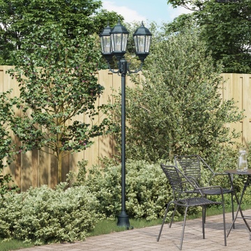 Stâlp de lumină pentru grădină cu 3 lămpi E27 Verde 220 cm Aluminiu - Img 1