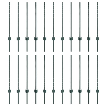 Stâlpi de gard 22 buc U-Channel verde 120 cm oțel - Img 2