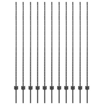 Stâlpi de gard 22 pc U-Canal Gri 150 cm Oțel - Img 2