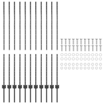 Stâlpi de gard 22 pcs U-Channel Gri 140 cm Oțel - Img 4