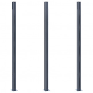 Stâlpi de gard, 3 buc., gri închis, 185 cm, aluminiu - Img 3